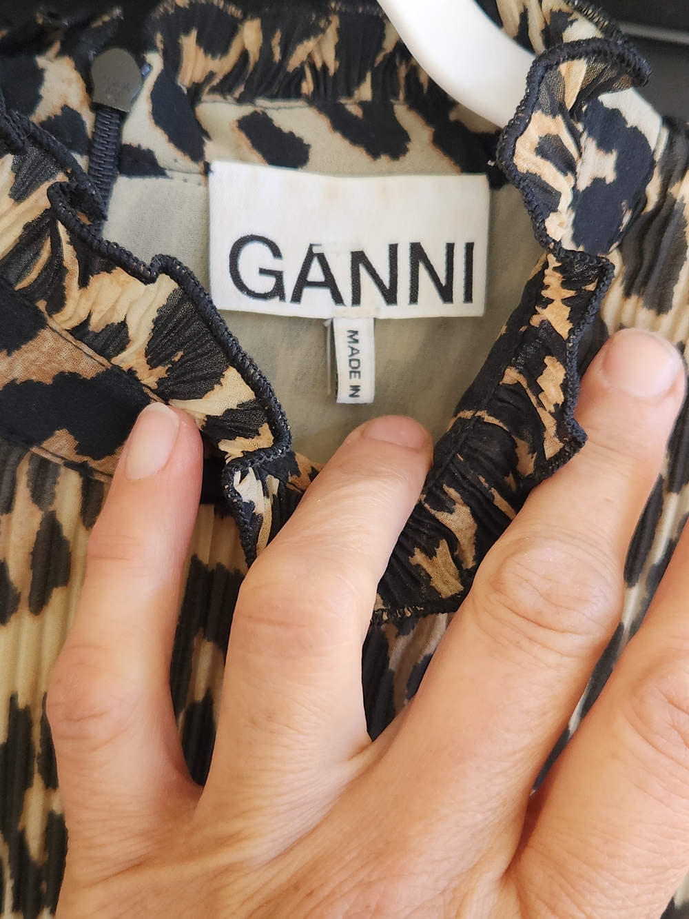 Ganni Women's Leopard Print Midi Dress in Brown - Picture 5 of 7